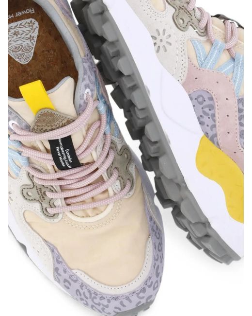 Flower Mountain White Yamano Leopard-Print Sneakers
