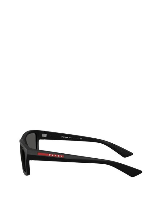 Prada Linea Rossa Black Rectangle Sunglasses for men