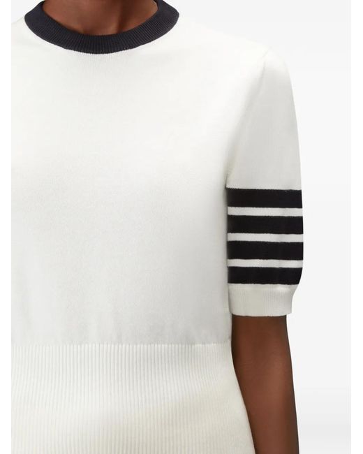 Thom Browne White Hector Intarsia 4-Bar T-Shirt