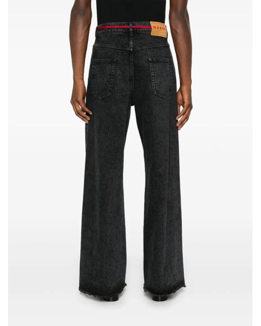 Marni Weite Jeans Mit Marmor-Print in Black für Herren