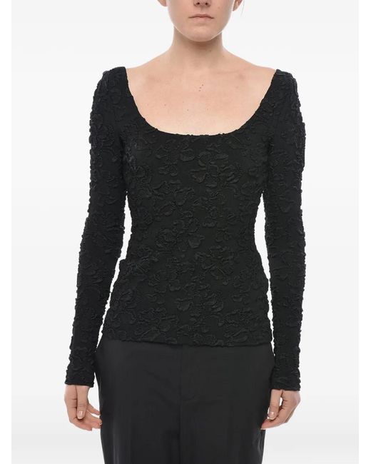 Givenchy Black Embossed-Motif Long-Sleeved Top