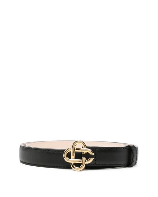 Casablanca White Logo-Buckle Leather Belt for men