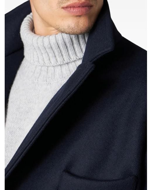 Fortela Blue Serwilliam Double-Breasted Flap-Pocket Coat for men