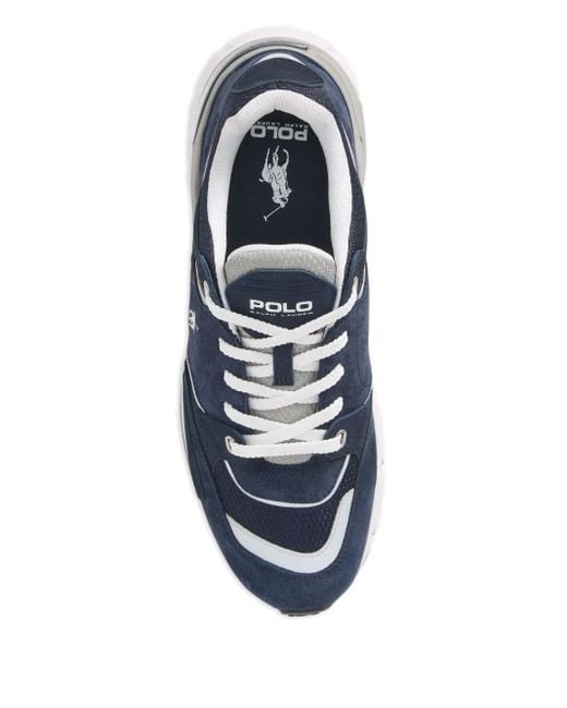 Polo Ralph Lauren Blue Suede-Panelled Mesh Sneakers for men
