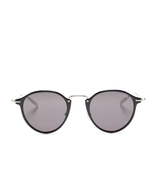 Montblanc Gray Logo-plaque Round-frame Sunglasses for men