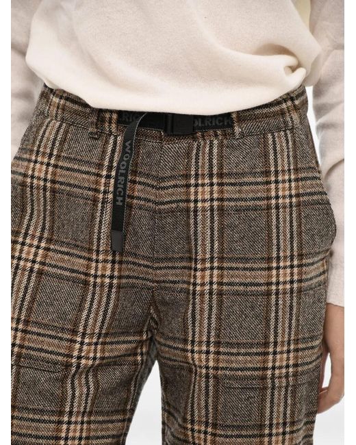 Woolrich Gray Checked Wool-Blend Trousers