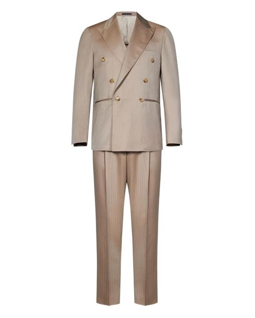 Franzese Collection Natural Double-Breasted Wool Suit for men
