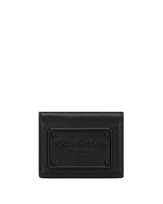 Dolce & Gabbana Black Logo-Tag Leather Bi-Fold Wallet for men