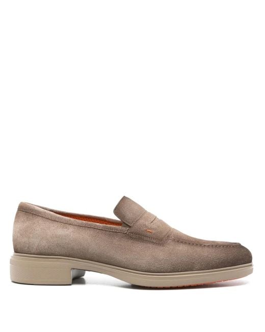 Santoni Brown Easy Loafers for men