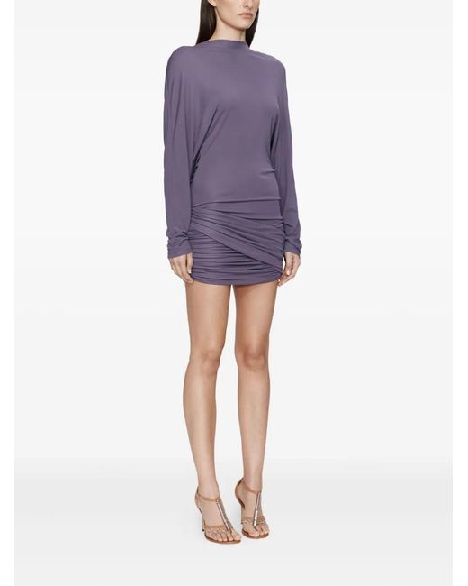 Christopher Esber Purple Luna Draped Jersey Mini Dress
