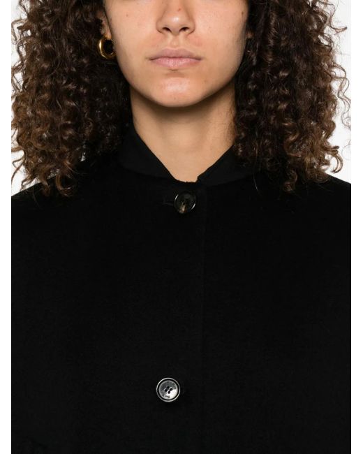 Max Mara Black Button-Fastening Cape Jacket