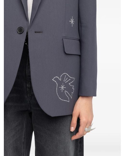 Zadig & Voltaire Gray Vival Embellished Blazer