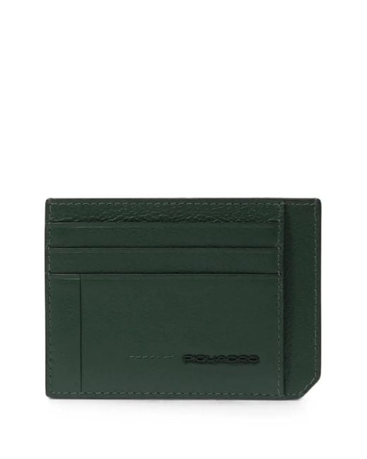 Piquadro Green Leather Card Holder for men