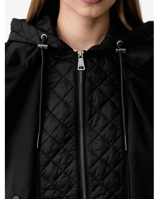 DKNY Black Quilted-Hood Double-Breasted Trench Coat