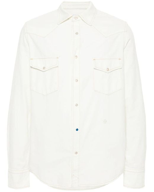 Jacob Cohen Denim Overhemd Met Geborduurd Logo in het White voor heren