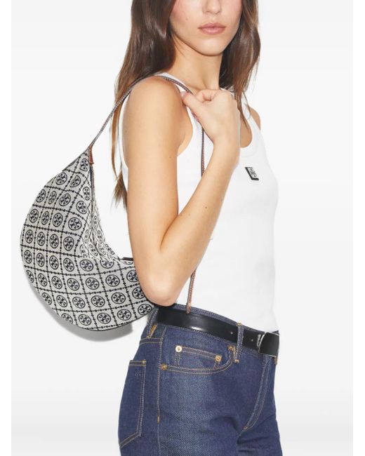 Tory Burch Gray T-Monogram Shoulder Bag