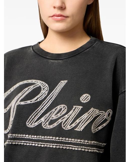 Philipp Plein Black Strass Signature Sweatshirt