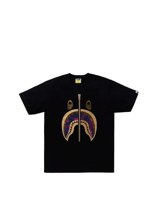 A Bathing Ape Black Shark Camo-Print T-Shirt for men