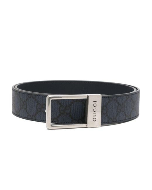 Cinturón con logo grabado Gucci de hombre de color Blue