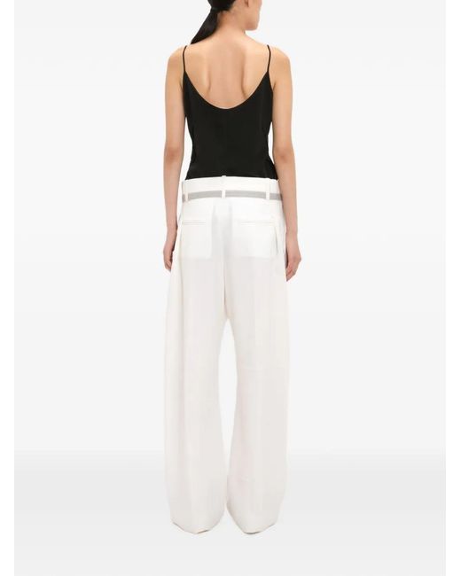 Victoria Beckham White Straight-Leg Folded Trousers