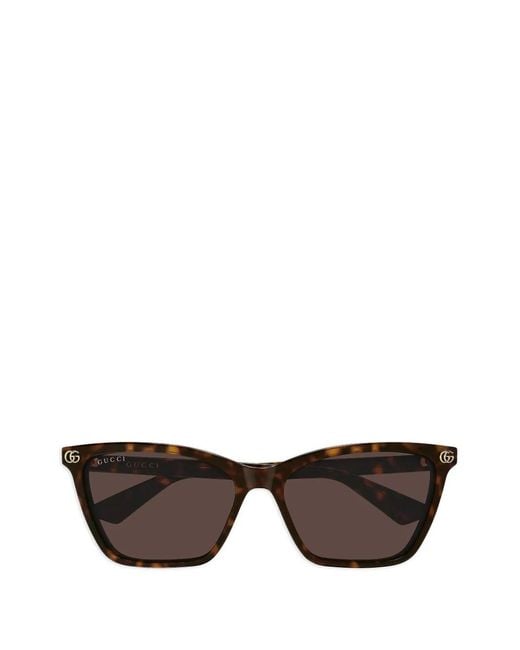 Gucci Gray Double G Tortoiseshell-Effect Cat-Eye Sunglasses