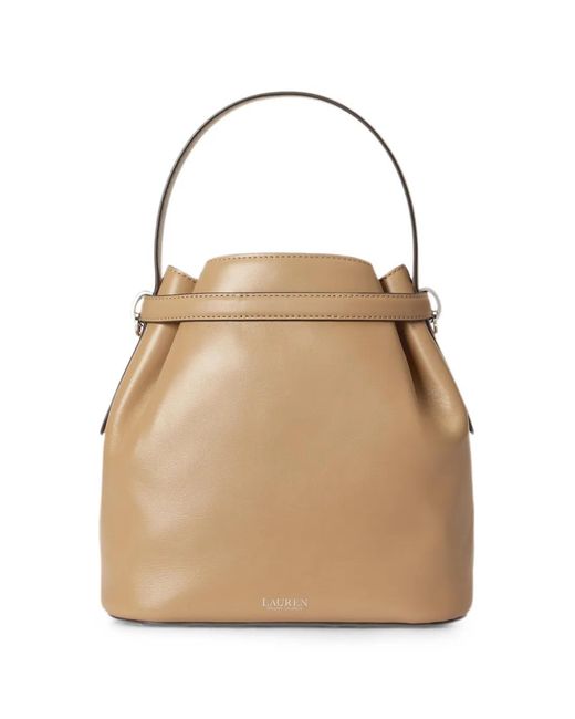 Ralph Lauren Natural Medium Blaike Leather Bucket Bag