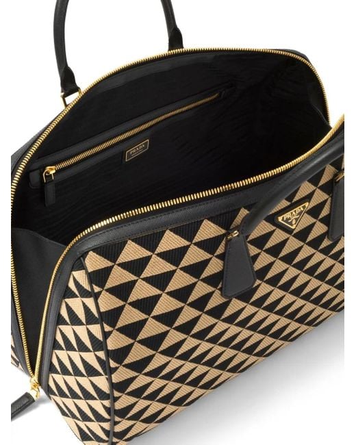 Borsa Da Viaggio Symbole Con Ricamo di Prada in Black da Uomo