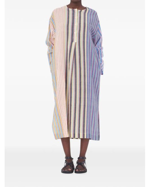 Mii White Kea Striped Midi Dress