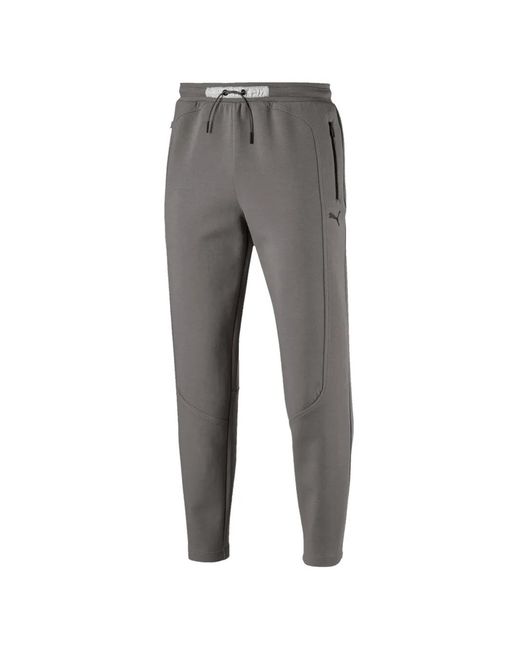 PUMA Gray Logo-Print Track Pants for men