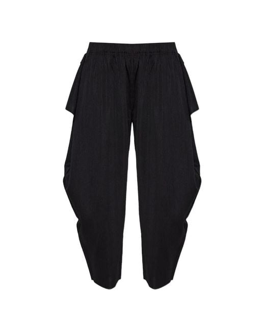Pleats Please Issey Miyake Blue Pleated Wide-Leg Trousers
