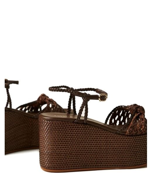 Twinset Brown Knot-Detail Wedge Sandals