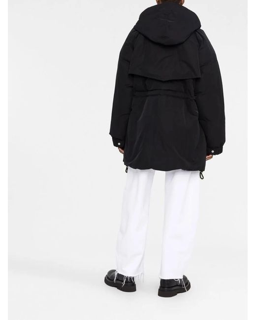 Sacai Black Drawstring Hooded Parka