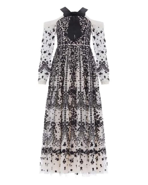 Needle & Thread White Embroidered-Flowers Maxi Dress