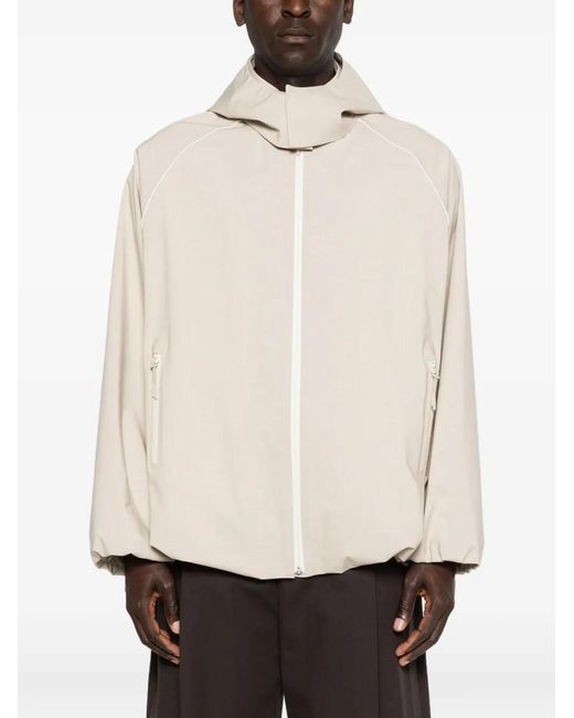 Lacoste White Hooded Piped Jacket