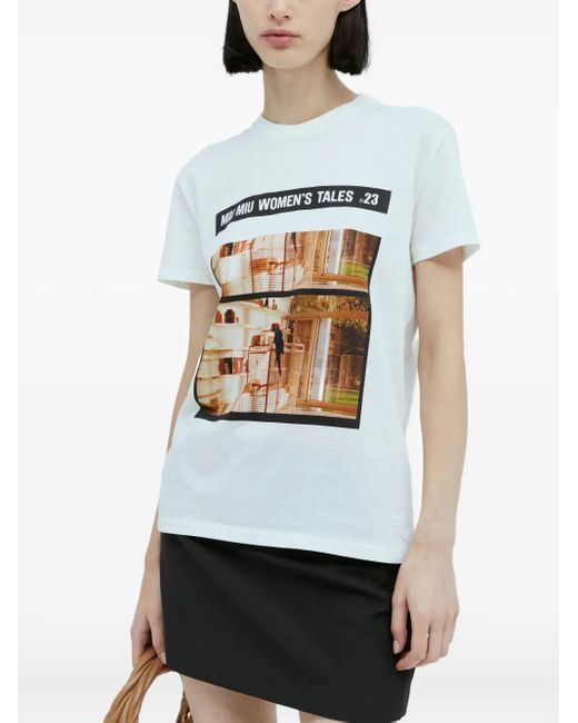 Miu Miu White Photograph-print T-shirt