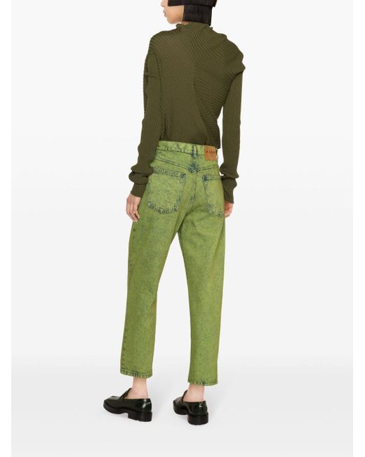 Marni Green Mid-rise Tapered-leg Jeans