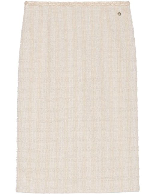 Falda midi con placa del logo Gucci de color Natural
