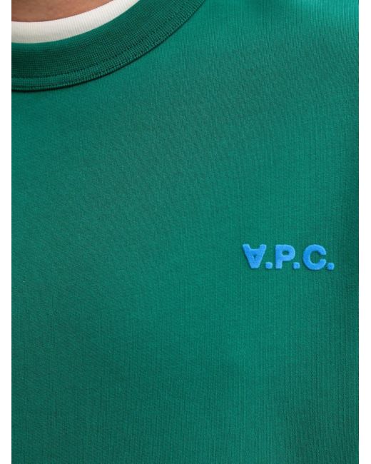 A.P.C. Green Logo-Embroidered Crew-Neck Sweatshirt for men