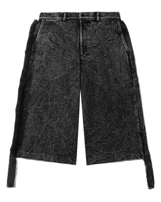 WESTFALL Black Acid-Wash Denim Shorts for men