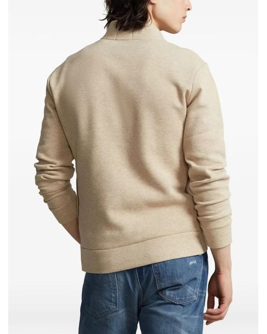 Polo Ralph Lauren Natural Quarter-Zip Embroidered-Logo Sweater for men