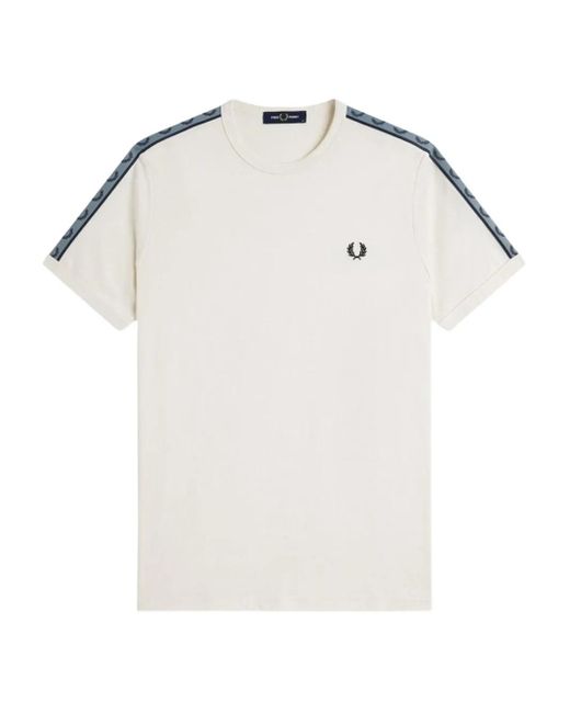 Fred Perry T-Shirt mit Logo-Streifen in White für Herren