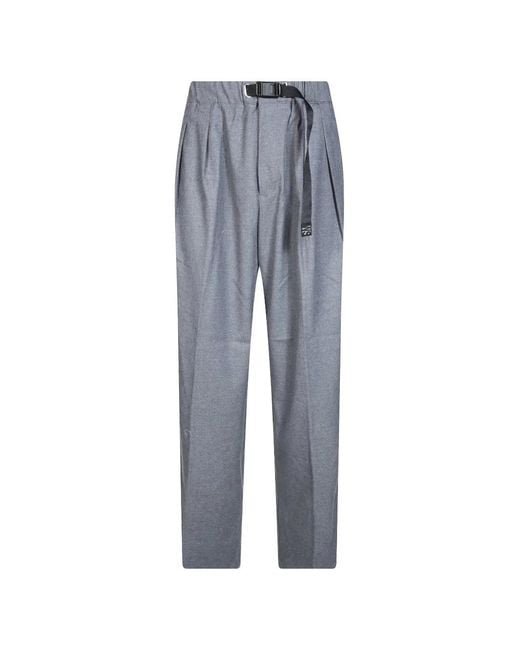 White Sand Blue Belted Pleated Trousers for men