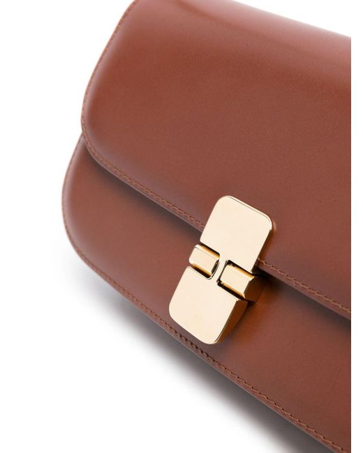 A.P.C. Brown Grace Chaine Leather Clutch Bag