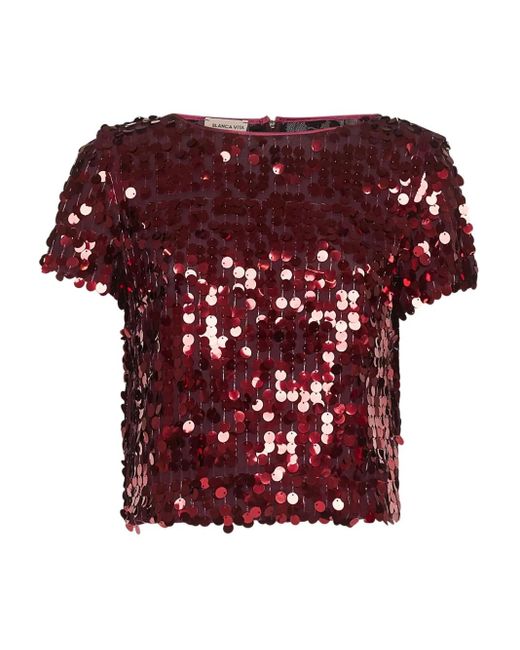 Blanca Vita Sequin-Embroidered Top