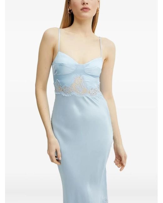 Ermanno Scervino White Lace-Insert Slip Midi Dress