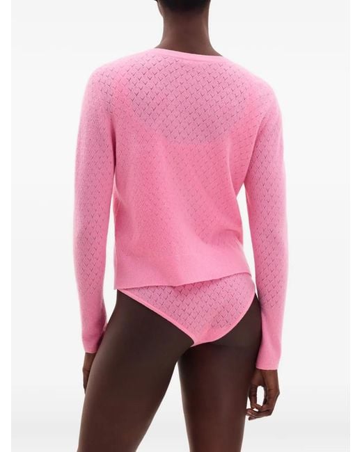 Eres Pink Sucrerie Pointelle-Knit Cardigan