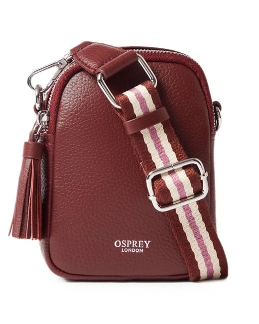 Osprey Red Stella Tassel-Detail Grained-Leather Phone Bag