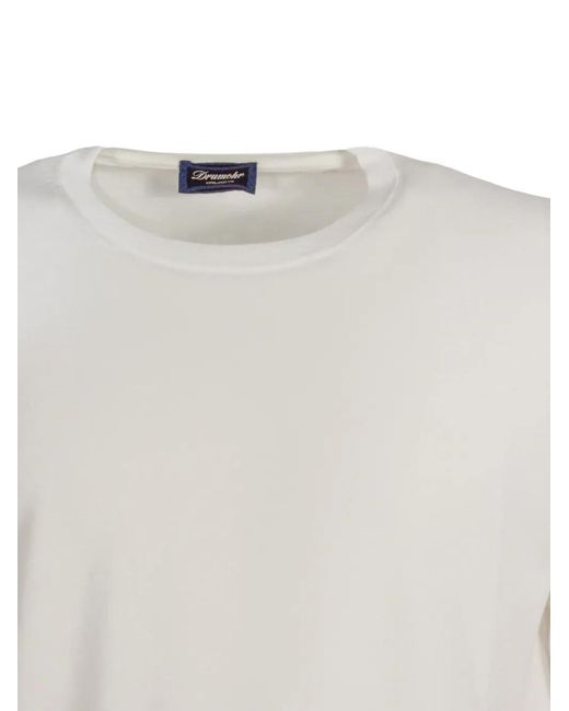 Drumohr White Long-Sleeved Knit Cotton Sweater for men