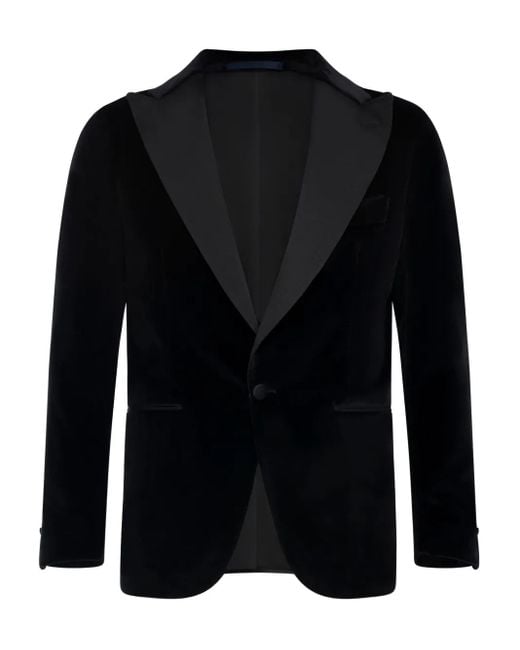 Franzese Collection Black Peak-Lapels Blazer for men