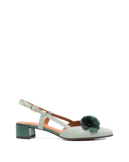 Chie Mihara Metallic Hezel Flower Leather Heeled Pumps
